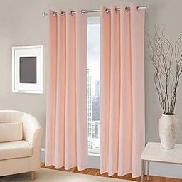 Dashing Fabrics High Sofa Quality Velvet Grommet Room Darkening Eyelet Door Curtains for Living Room - Set of 2 Pieces (7 Feet, Peach)…-image-0