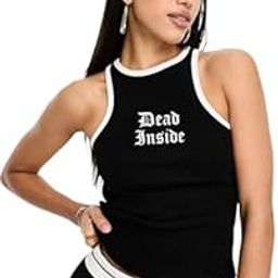 Dead Inside Tank top for Women Ribbed Tops for Women Crop Tops for Women-picture-24