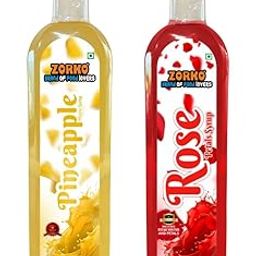 ZORKO Pineapple syrup & Rose mojito Syrup, Mixer for Mocktails, Cocktails, Drinks, Sharbat (1L Each, Pack of 2)-picture-10