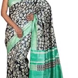 Bengal Looms India - Handwoven Block Printed Pure Gicha Tussar Silk Saree - Silk Saree for Women-image-10