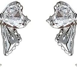 Silver Plated Dainty Minimal Shiny Zircon Bow Drop Earrings For Women and Girls-image-2