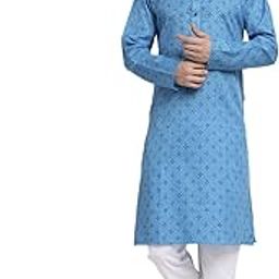Men Cotton Floral Printed Kurta Pyjama Set-image-63