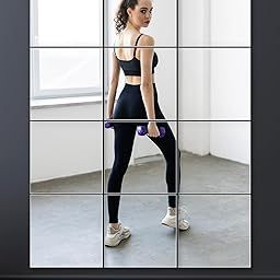 SUNBIRD Home Gym Mirrors Self Adhesive Acrylic Unbreakable Mirror 10x10 Inch Mirror Tiles,Flexible Plastic Mirror Sheets Wall Stickers (8)-image-112