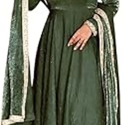 Women's Fandy Silk Embroidered Anarkali Kurti Gown with Dupatta Set-image-93