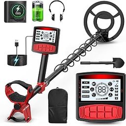 CALMORA Adult Professional Metal Detector, 4000mAh Rechargeable, 10" Waterproof Coil, 5 Modes, DSP Chip, Lightweight, Red, Adults, Hobbyists, Professionals-image-65
