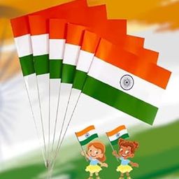 Prime Combo Of 6 Pcs Small Size India Hand Waving Flag/Indian Tiranga Trilcolor Paper Flags with Stick for Independence Day Republic Day Celebration Pack Of 1-image-32