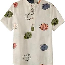 Men Solid Cotton Linen Half Sleeve Straight Kurta Shirt || Printed Linen Kurta Shirt for Men-image-54