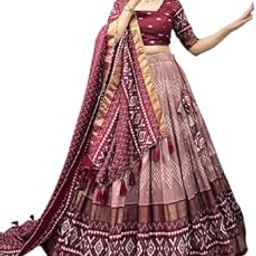 Women's Tussar Silk With Dot & Ikkat Print With foil work Lehenga Choli Set-image-3