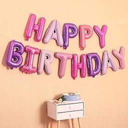 AMFIN® (16 Inch) Happy Birthday Foil Balloon Set, Happy Birthday Balloon for Decoration - Pink and Purple-image-70