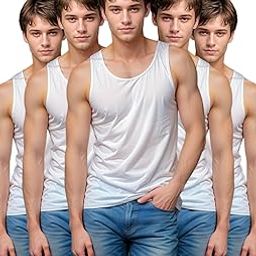 FOUJI Men's Cotton Vest White [ Combo-Pack of 5 ] Sleeveless | Round Neck | Regular Fit-image-80