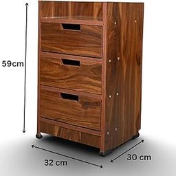 Wooden Bedside Table with 3 Drawers, 59 x 32 x 30 cm, Walnut Brown-18