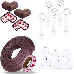 KidDough Baby Nitrile Foam Proofing Kit - 2 Meters Safety Strip For Furniture Edge + 5 Safety Locks + 4 Corner Guards For Sharp Edges + 6 Socket Guards, All-In-One Baby Proofing Products-18