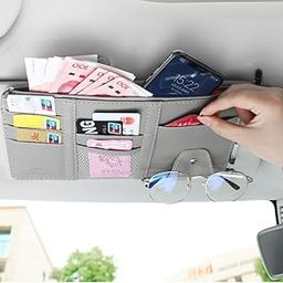 BROGBUS Car Visor Organizer Sun Visor Organizer For Car Pens, Sunglasses And Document Pockets (Grey, Car Boot Bags)-11