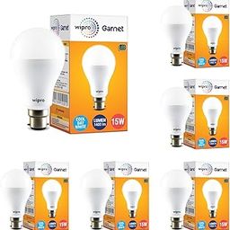 wipro Garnet 15W LED Bulb for Home & Office |Cool Day White (6500K) | B22 Base|220 Degree Light Coverage |4Kv Surge Protection |400V High Voltage Protection |Energy Efficient | Pack of 6-30