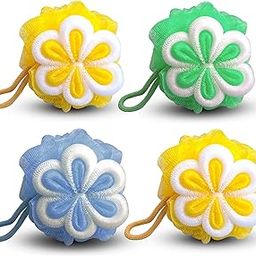 Majestique Floral Loofah Body Scrubber for Bathing – Soft Exfoliating Bath Sponge for Women & Men, Gentle Shower Loofah for Daily Body Wash & Deep Cleansing – Combo Pack of 4-image-21