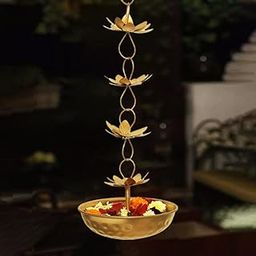 BEYOND THE MAT Lotus Shaped Decorative Floral Hanging Urli Bowl, Diwali Decoration Items for Home Décor, Handcrafted Elegant Showpiece, Pooja Room, Wedding Gift, Anniversary & Special Occasions (Gold)-30