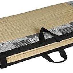 KALA DARSHAN CRAFTS BAZAAR - Foldable Mat Cushion with Korai River Grass Mat (76X198 cm) 18MM Soft Foam 23 Density Black Cotton Fabric Single Folding Mat-image-49