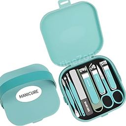 VibeZone Manicure Pedicure Kit | 8-in-1 Professional Manicure Set – Black Stainless Steel Nail Clipper Kit with Finger Plier, Pedicure & Nail Art Tools, Compact Grooming Set for Fingernails & Toenails (Blue)-image-76