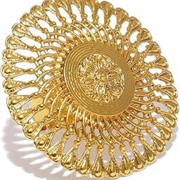 Splendid Gold Look Finely Detailed Adjustable Finger Ring For Women-ZPFK9377-image-12