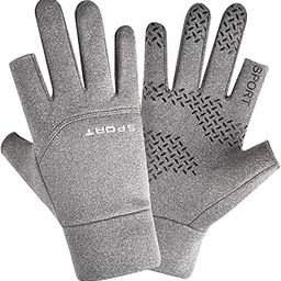 Men Winter Gloves Touchscreen Water Resistant Mittens for Work Driving Women M Grey Show 2 Fingers-10