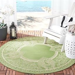 Safavieh Courtyard Collection CY2965-1E06 Olive and Natural Indoor/ Outdoor Round Area Rug (5'3" Diameter)-image-26