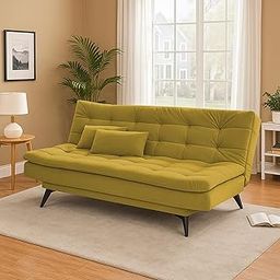 Casaliving Danny 3 Seater Sofa Cum Bed for Living Room Premium Fabric Sofa for Living Room (Yellow Colour Sofa Cum Bed)-image-92