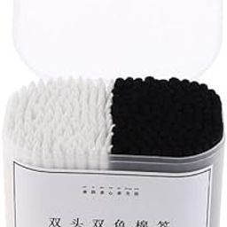 SAZ DEKOR® 2x300Pcs Cotton Swabs Buds Spiral Pointed Tips Makeup Applicators White Black|Makeup Box for Storage|Make Up, Cosmetic, Skincare Organiser for Women|-image-81