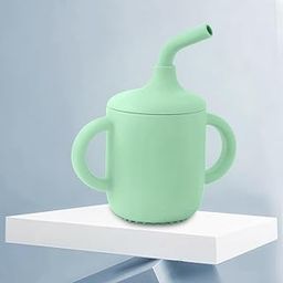 TONY STARK Baby Sipper Bottle for 6month+, Silicone Tumbler Bottle with Straw, Kids Water Bottle with Twin Handles, Durable Straw Cup for Babies (Minty Pastel Green)-25