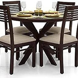SRB FURNITURE Solid sheesham Wood Round Shape 4 Seater Dining Table Set with Chairs for Home Hotel and Restaurant (Round-S-05) (Walnut Finish)-image-65