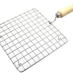 Elysian Choice Big Stainless Steel Square Roaster, Tandoor Paneer Roti Roaster Net Jali, Papad Jali, Barbecue Grill with Wooden Handle-image-64