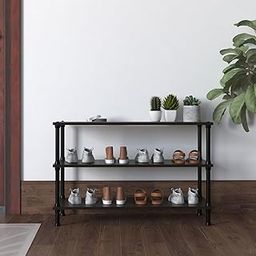 TABLE MAGIC Jazz Shoe Rack 3T Multipurpose Shoe Rack Organizer Stand for Home 3 Shelfs Wood Steel D30 x W60 x H46cm (3 Tier, Wenge)-11