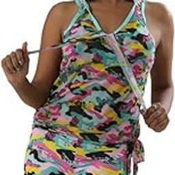 Beautiful and Marvelous Swim Sexy Multi Color Scoop Neck Two Piece Skirted Tankini-Beach Wear. Multicolour-4