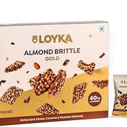 Loyka Almond Brittle Gold Choco Box - 8 pcs 116gm | Premium Chocolate Gift Hamper | Chocolate & Nut Dryfruit Delicacy | Roasted California Almonds (40%), Dark Choco & Salted Caramel | Any-time snack-image-28