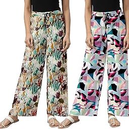 Cotton Women All-Over Printed Drawstring Waist Relaxed Pyjamas (PACK OF 2)-image-42