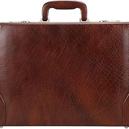 Chocolate Leather Expandable Attache Brief Case Hard Sided with Combination Locks-image-94