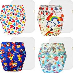 Dumbledo Premium Cloth Diaper with Cotton Insert (Pack of 4) | Hypoallergenic | Breathable | Quick Dry | Worry-Free Diapering | 3 Months – 3 Years | Unisex Baby-image-92
