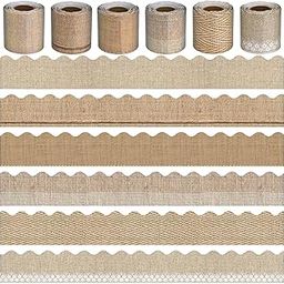 Burlap Bulletin Board Border Set - 6 Rolls 196.8 Ft - Retro Farmhouse Theme Trim - Perfect for Birthday, Classroom, Office & Back to School Decorations - Teacher Decor, Wall & Theme Supplies-image-34