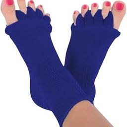 Foot Alignment Socks I Cotton Finger Toe Separator I Easing Bunion Hammertoe and Arthritis Pain Relief I Improving Posture & Increasing Flexibility I Free Size for Men & Women (Royal Blue)-picture-14