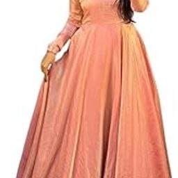 Designer Gown with Dupatta for Women – Fandy Silk Fabric | Full Sleeve Ethnic Gown | Embroidery & Sequin Work | Ready to Wear-image-1