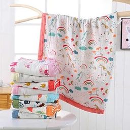 Pure Organic Cotton 6 Layer Muslin Blanket for Baby | Ultra-Soft Swaddling Towel for Newborns and Toddlers |110 X110 mm | 0-3 Years (Random Design),(1 Nos) Multicolor-picture-8