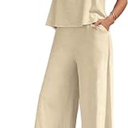 Women's 2 Piece Outfit Loose Tank Top and Wide Leg Pants Sets|co-ord set for women cord set for women lounge wear set for women coords set for women wear-image-25