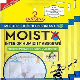 Hanging Interior Humidity Absorber 200g X 3 pouch with dual benefits | Jasmine Fragrance | Capacity to trap 500ml of moisture from air | Pack of 3 | For Wardrobe, Kitchen Cabinet, Bathroom...-image-60