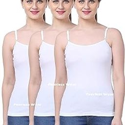 Camisole Slip Set of 3, Soft Cotton, Adjustable Straps, Black Skin White-picture-55