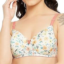 Women's Polyamide Padded Non-Wired Full Cup Floral Print Multiway T-shirt Bra-image-60