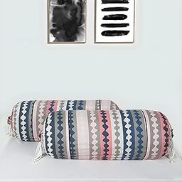 Kuber Industries Bolster Covers | Soft Cotton Bolster Cover Set | Diwan Round Bolster Pillow Covers | Zig Zag Design Roll Masand Cover | 16x32 Inch | Pack of 2 | Multicolor-1
