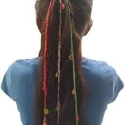 Youkoso - Colorful Boho Hair Extensions with Cowrie Shells & Beads – Handmade Cotton Thread Braids with Wooden Charms for Girls & Women (Set of 1)-image-35