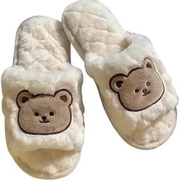 Winter Warm Indoor Slippers, Heart Cute Bear Cotton Slippers, Cartoon Plush Slippers, Flat Cartoon Slides Shoes Slippers for Student, Home, Men and Women-picture-21