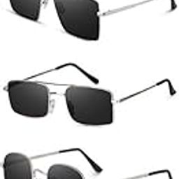 Unisex combo offer pack of 5 shades Unisex Fashion Sunglasses Set, 5 Pairs, Metal Frame, Black and Silver - Combo5-8204-image-75