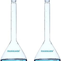 MANIKARN Borosilicate Glass Volumetric Flask with Glass Stopper 500 ml (Set of 2 Piece)-image-0