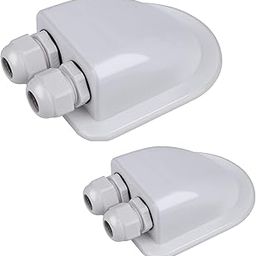 Double Cable Entry Housing Mount Cable, Photovoltaic Line Junction Box Waterproof ABS Gland Box for RV, Boats, Caravans, Marine（2Pack, White）-26